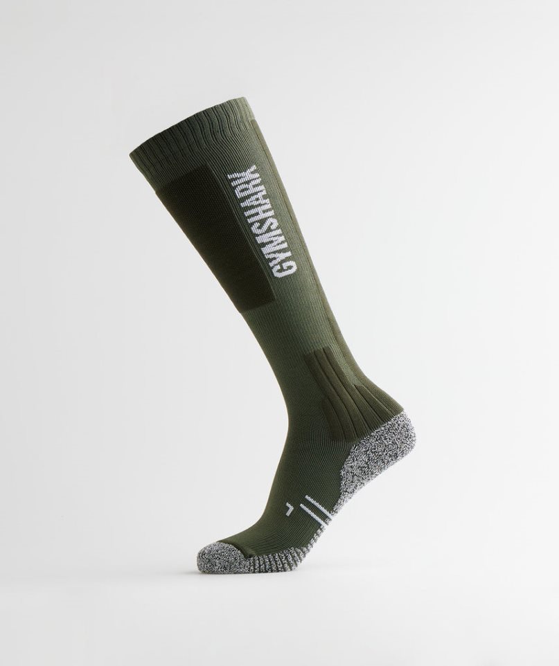 Gymshark Weightlifting Socks Olive | NZ 1JWNTS